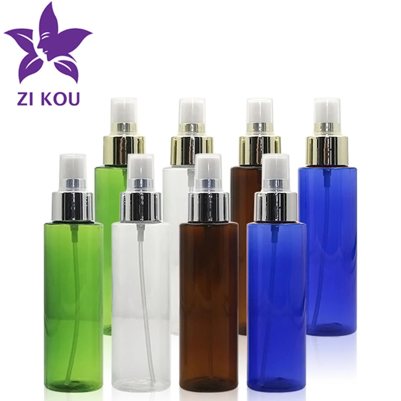 High-end hot-selling low-cost travel 1pcs Free Shipping 100ml round plastic bottle with golden aluminum mist sprayer | Красота и