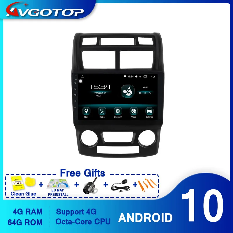 AVGOTOP Android 10 0 мультимедийный плеер для автомобиля KIA 2004-2010 Sportage Авто кондиционер