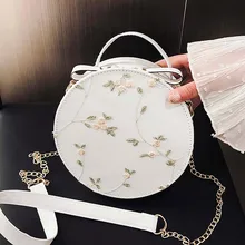 2019 nuevo bolso de hombro para mujer, bolso de hombro con estampado de flores, bolso moderno de encaje fresco, pequeño bolso redondo para mujer, bolso de mano, bolso de día