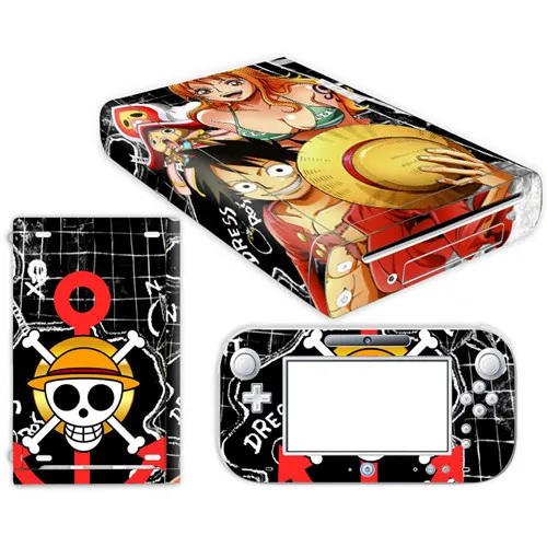 Аниме one piece Luffy стикер кожи для nintendo wii u консоль крышка с пультами контроллер скины для геймпад для nintendo wii u наклейка - Цвет: YS-WIIU-0082