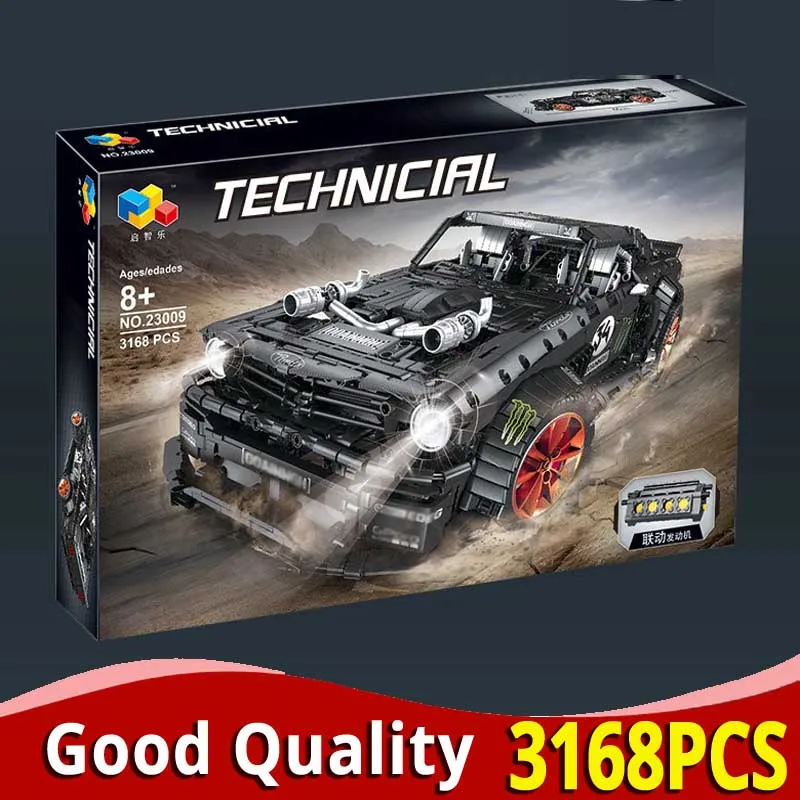 

NEW legoINGlys 23009 3168Pcs Ford Mustang Hoonicorn RTR V2 Racing Radio Car with motor Technic MOC 22970 building block bricks
