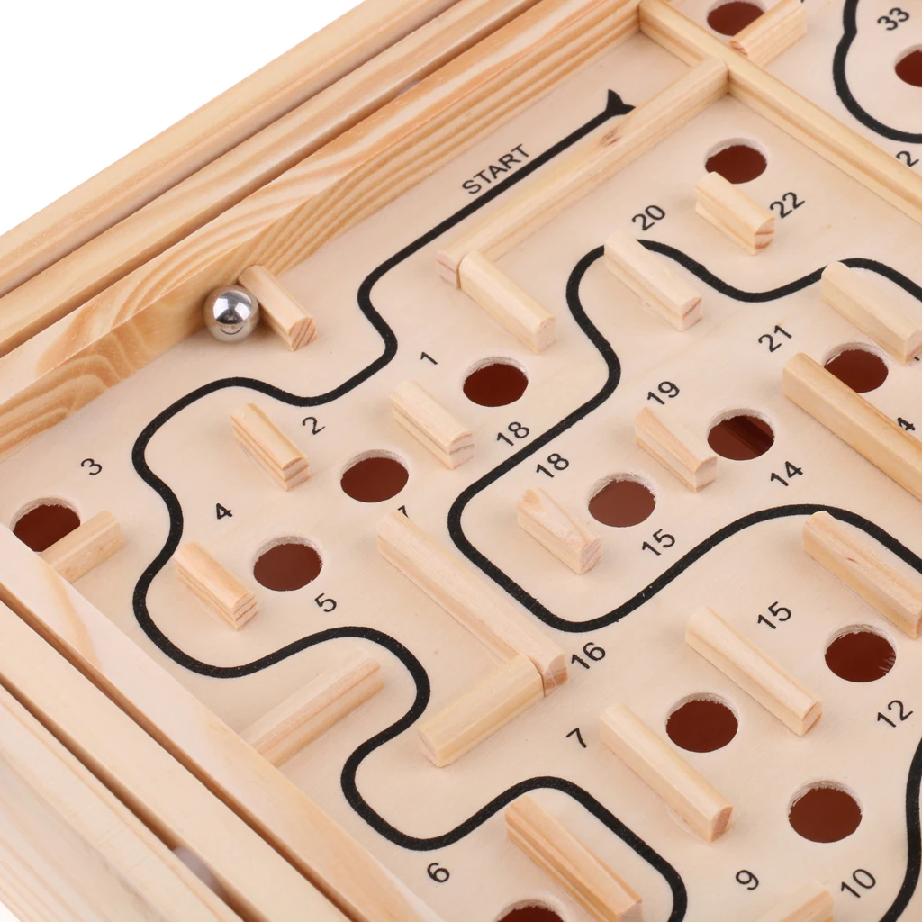 Kids Children Traditional Wooden Labyrinth Toy Maze Board Game Complete Set