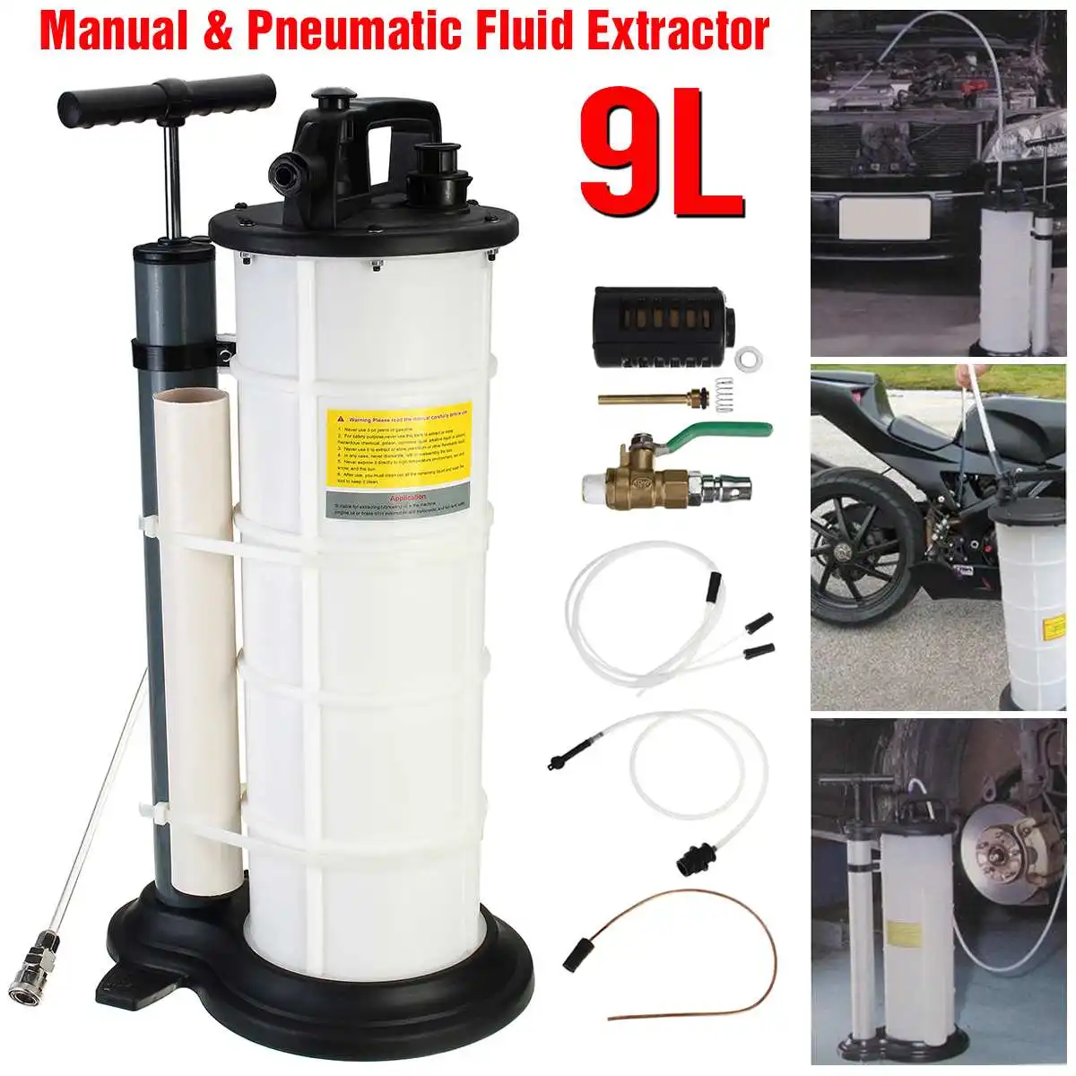 Manual 7 Liter Oil Fluid Changer Vacuum Extractor Pump Transfer Tank Remover 