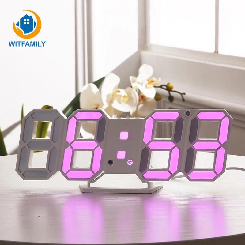 

The Latest Explosion Models Home Decoration Creative 3D LED Digital Clock Electric Clock Wall Hanging Dual Use Clock Alarm Clock