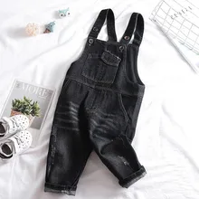 Рост 80-100 см; Новинка года; осенний модный джинсовый комбинезон для маленьких мальчиков; Комбинезон для маленьких девочек; детские джинсы