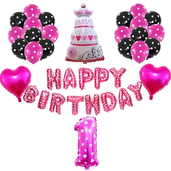 

Pink 1 Year Birthday First Birthday Baby Shower Decorations Baby Party Set Birthday Party Decorations Kids Girl Cake Balloon