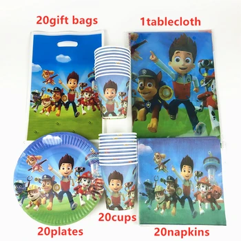 

81Pcs Paw Patrol Theme Disposable Tableware Design Kid girl Birthday Party Paper Plate+Cup+Napkin+Candy Gift Bags Supplies