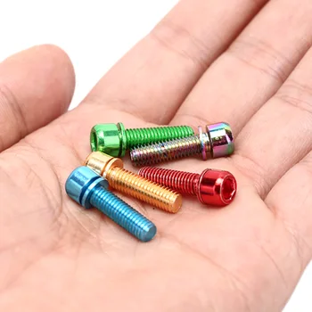 

6pcs For Bike Bicycle Stems & Handlebar Rainbow Golden Color Stainless Steel Screws Bolts With Washer M5*18mm