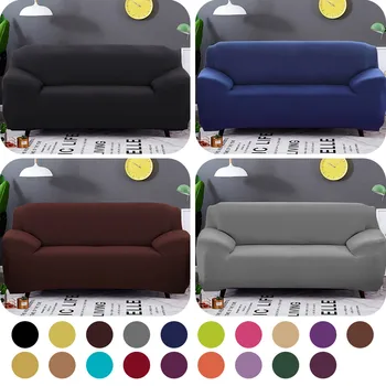 

1/2/3/4 Seater Solid Color Plush Thicken Elastic Sofa Cover Universal Sectional Slipcover Stretch Couch Cover For Living Room