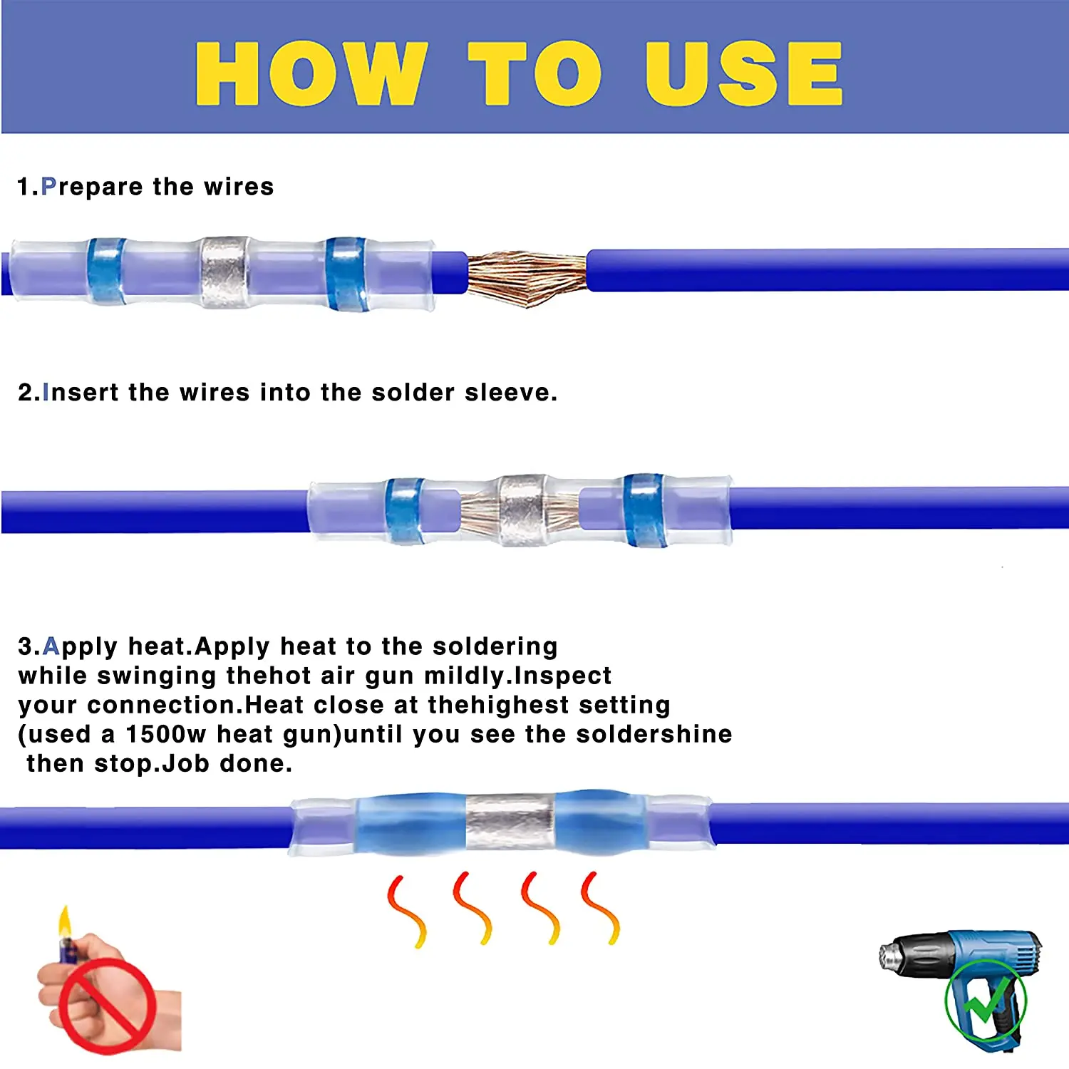 320/500pcs Heat Shrink Butt Wire Connectors Waterproof Crimp Splice Terminal Kit