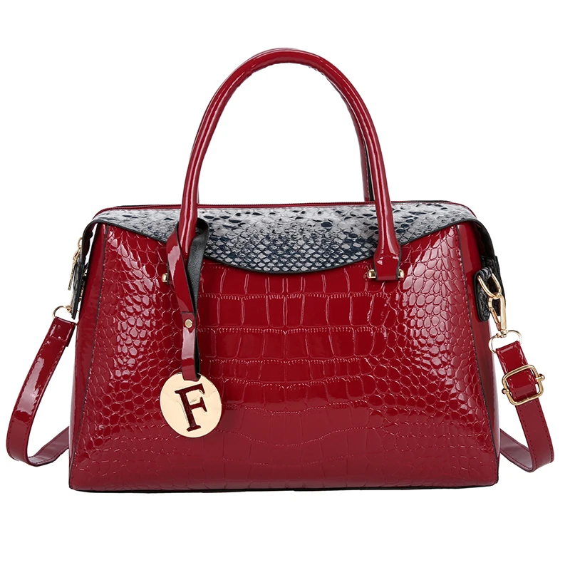 Большая вместительная сумка большая женская роскошная сумка под крокодилью кожу кожаные женские модные рюкзаки женские роскошные сумки черные - Цвет: Красный