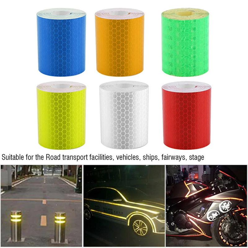 Cinta reflectante para coche, pegatina de advertencia de seguridad para motocicleta, autoadhesiva, 1m x 5cm, película reflectante, estilo de coche