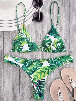 

Green Triangle Bikini Women's Braied Straps Bikinis Set Thong Swimwear Women Tropical Biquini Summer Holiday Beachwear Bath suit