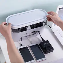 Power Socket Cord Row Plug-In Board Desktop Storage Box Wire Wireless Finishing Box With Mobile Phone Tablet Holder Stand power cord wire centralized storage box green