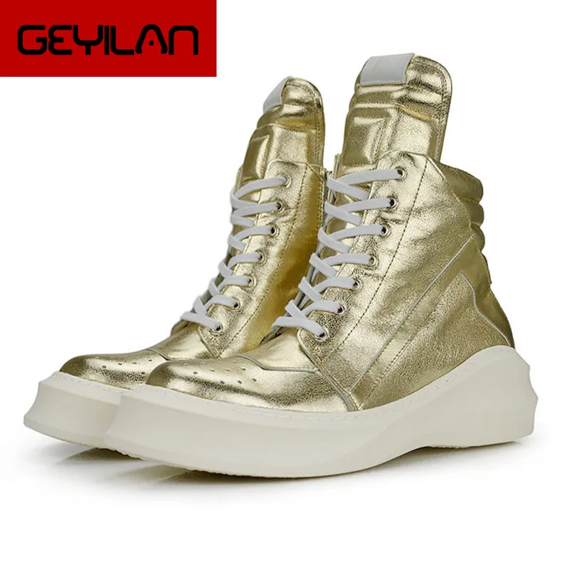 

Genuine Leather Round Toe Basic Casual Men Boots Classic Lace-Up Platform Thick Sole High Quality Ankle Boots Shoes