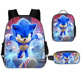 

Children's cartoon schoolbag Sonic the Hedgehog backpack boys and girls schoolbag printing schoolbag pencil case set