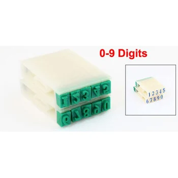 

New 8mm Width Off White Green Plastic Rubber 0-9 Digits Detachable Number Stamp