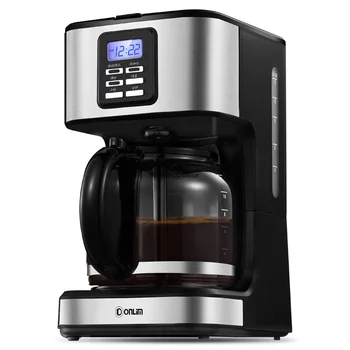 

Cafe American Coffee Machine LCD Display Electric Coffee Maker Fully Automatic Drip Type High Capacity Reservation Insulation