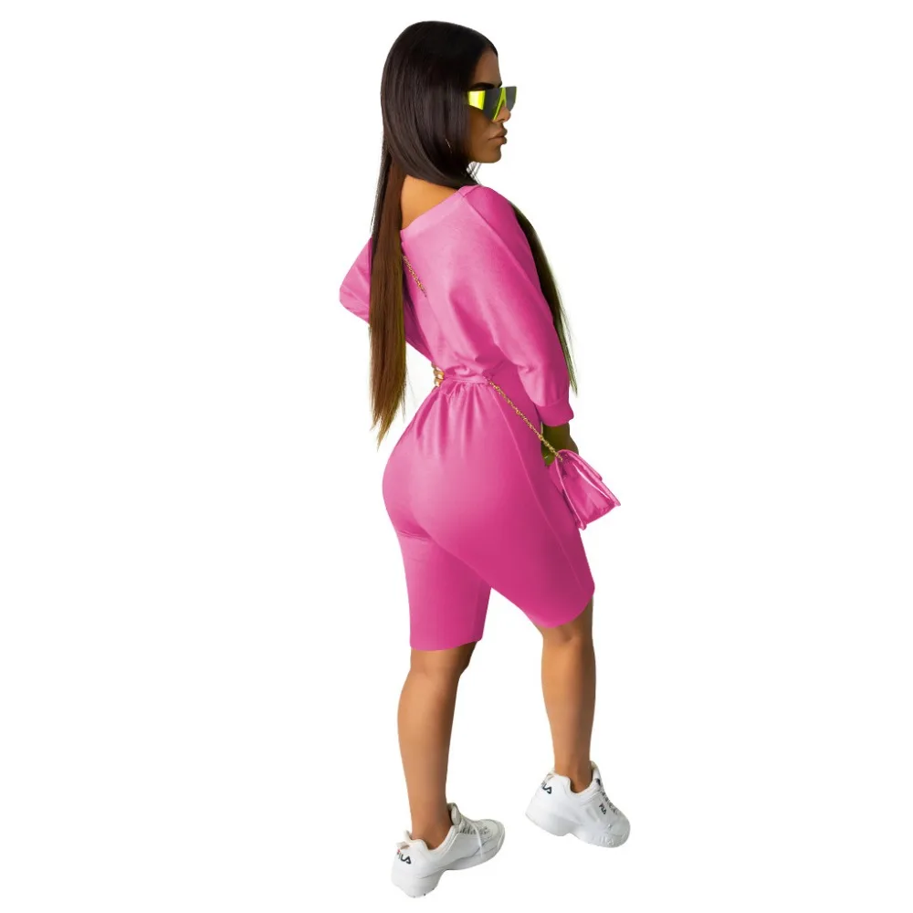 На Одно Плечо сплошной Для женщин Bodycon костюмы «плюс сайз» комбинезон для новорожденных с длинными рукавами повязки неоновый зеленый желтый Клубные пикантные короткие Jumsuits