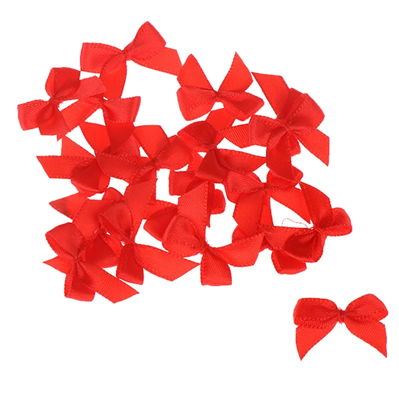 20 шт 2,5 см DIY ремесло украшения ширина 3 см Высота милый ручной работы маленький размер полиэстер атласная лента Бант Цветок - Цвет: Red