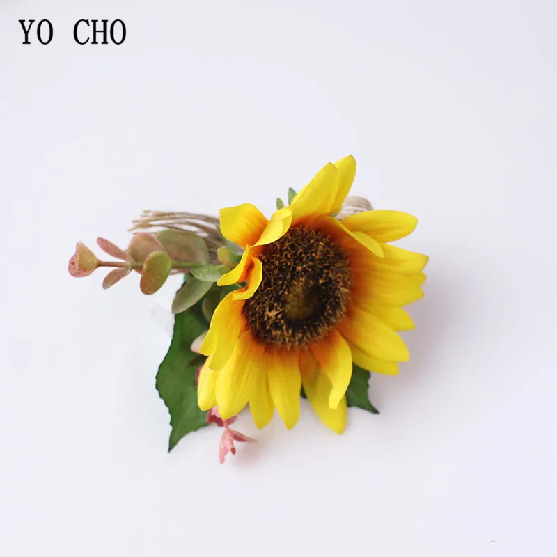 Boutonniere Flowers wedding wrist corsage flowers silk roses yellow  (4)