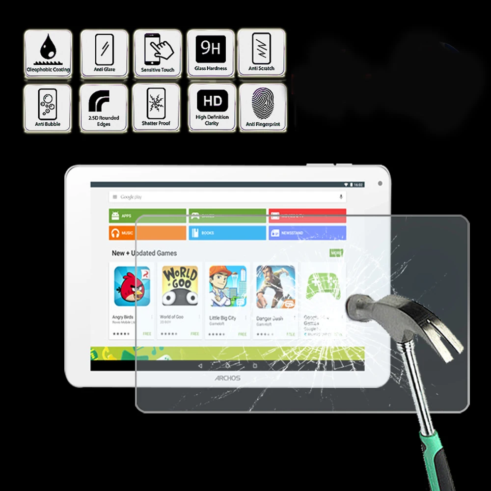 

Tablet Tempered Glass Screen Protector Cover for ARCHOS 101c Platinum - Anti Fingerprint Screen Film Protector Guard Cover