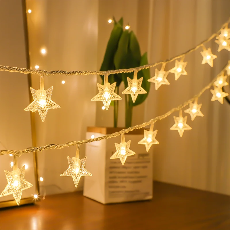 Star LED Lamp String 5M 30Led Light Fairy Garland Lantern Girl Rooms Decoration Holiday Birthday Wedding Curtain Decor Lights