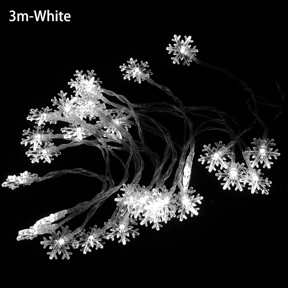 3m-White Светодиодный праздничный гирлянда, гирлянда со снежинками, сказочные гирлянды, праздничный подвесной светодиодный светильник, освещение на батарейках, товары для свадебной вечеринки - Испускаемый цвет: 3m-White