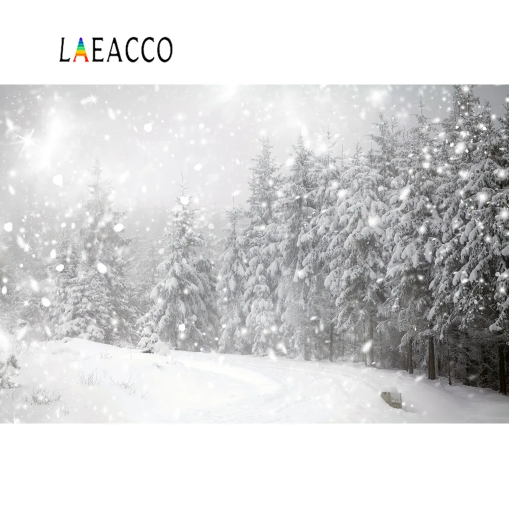 Laeacco Фотофон Зимний снег Снежинка сосна сон мир Детские живописные фотографии фоны фотостудия фотосессия