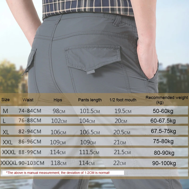 2024 Men's Tactical Casual Pants Thin Breathable Summer Casual Long Trouser Male Slim Waterproof Quick Dry Pocket Cargo Pants 6