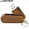 JASTER de madera giratorio USB flash drive 4GB 16GB 32GB 64GB U disco de memoria con llavero de metal regalos 1 Uds libre logotipo personalizado ► Foto 2/6