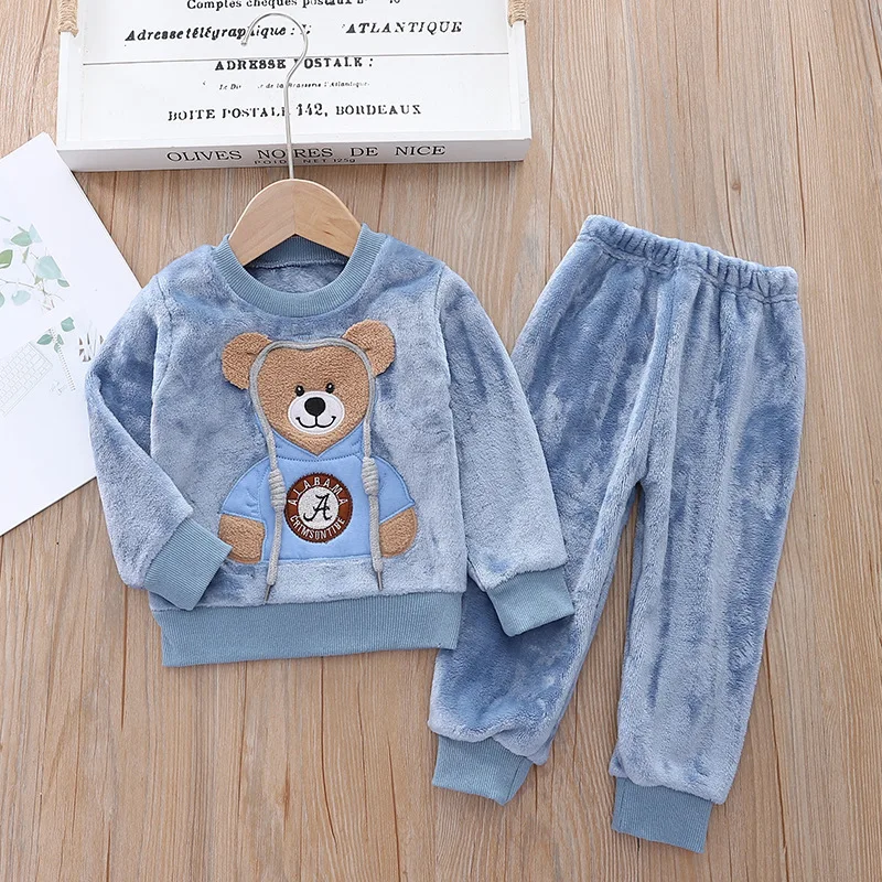 2-Piece Boys Flannel Plaid Hoodie & Sweatpants Set - Fall Winter Outfits 4-12 Years