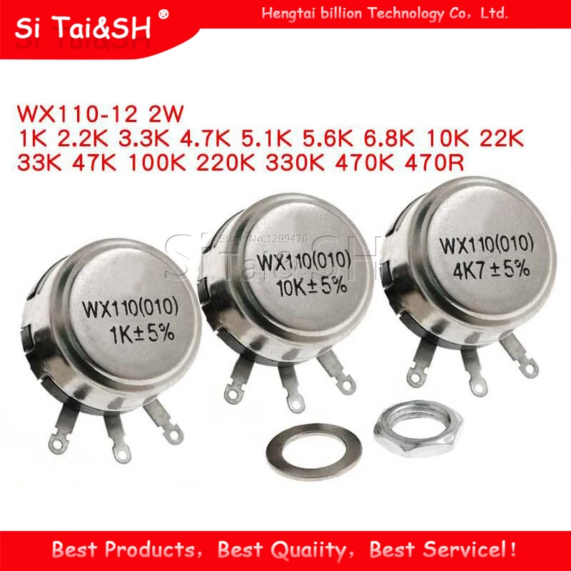 2pcs WX110 (010) 6mm Round Metal Shaft Single Turn Wire resistor Wound Potentiometer 1k 2.2k 3.3k 4.7K 5.6k 6.8k 10k 22k ohm | Электронные
