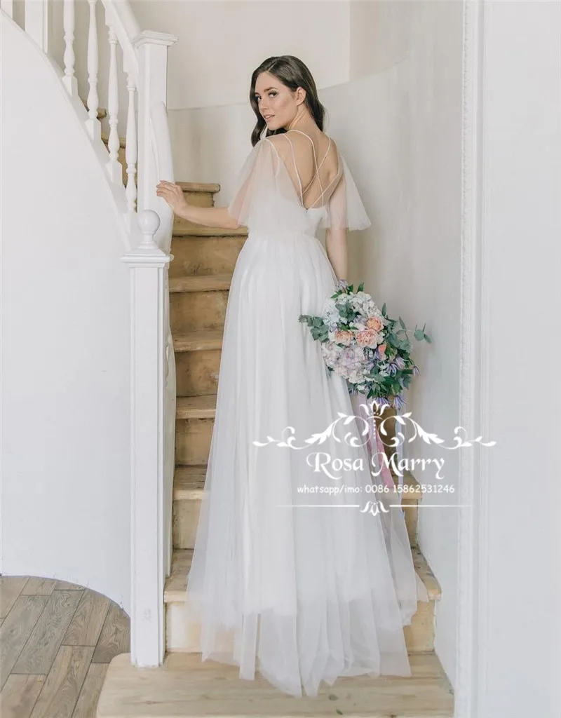 

Modest Plus Size Country Beach Wedding Dresses 2020 A Line Hippie Greek Style White Tulle Cheap Bridal Gowns Vestido De Novia