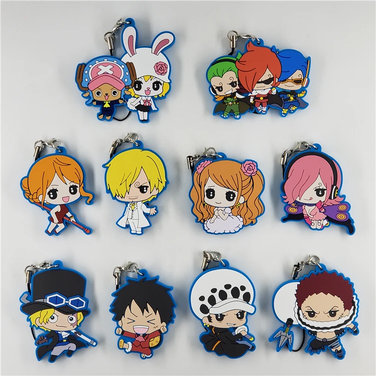 One Piece Anime Keychain Nami Sanji Tony Chopper Sabo Vinsmoke Reiju Trafalgar Law Charlotte Katakuri Rubber Keychain Key Chains Aliexpress