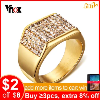

Vnox Bling Full AAA CZ Stones Rings for Women Man Big Chunky Female Luxury Crystals Alliance Statement Jewelry For Party