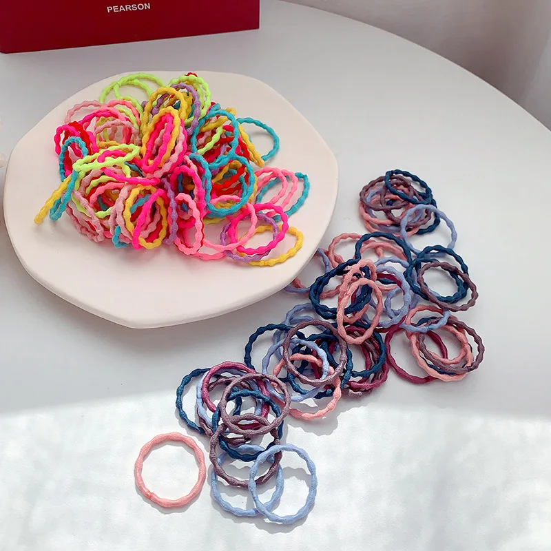 

50 Pcs / Set Kids Hair Accessories One- Time Simple Color Elastic Hair Ring Fashion Headwear