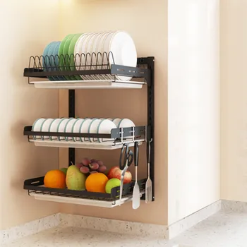 

Dish Drying Rack Drainer Display Shelf Kitchen Storage Countertop Space Saver Stand Tableware Organizer Utensil Holder shelf