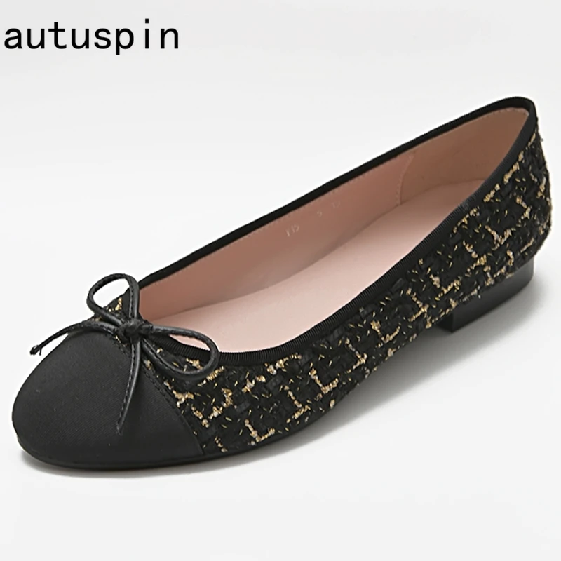 Женские балетки с круглым носком autuspin красные шерстяные лоферы на плоской