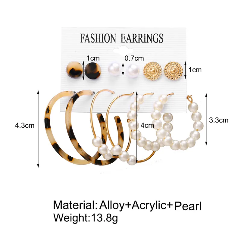 17KM Vintage Moon Pearl Stud Earrings Set For Women BOHO Tassel Geometric Heart Twist Earring New DIY Bohemian Jewelry