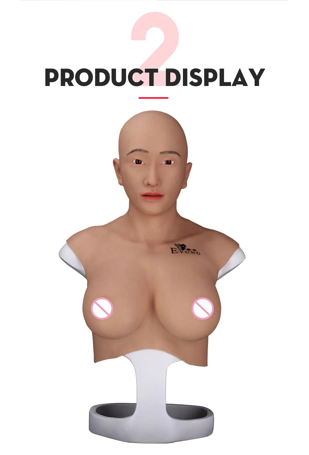 7th Generation Crossdresser Transgender Soft Silicone Full Head Face With Fake Boobs for Halloween Party Masque Cosplay Male to Female (2)