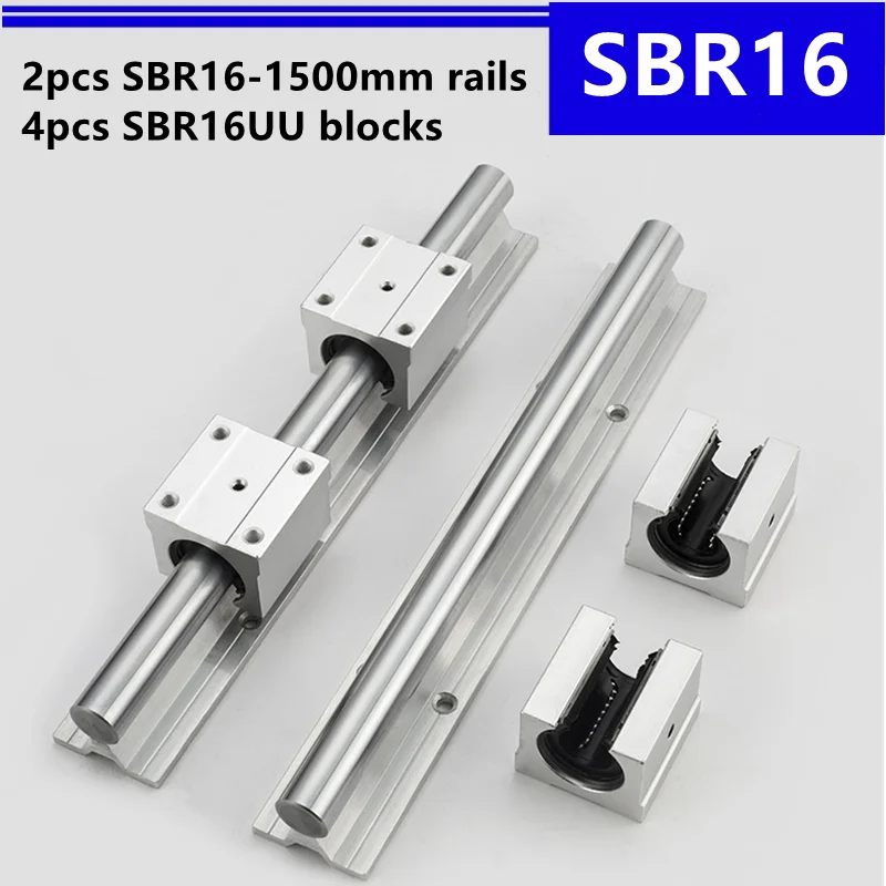 2 шт. SBR16 -1500 мм линейная направляющая опорная рейка и 4 SBR16UU линейные подшипниковые