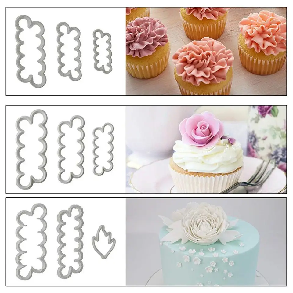 9 Stampini Per Fiori In 3 Dimensioni – Rose, Garofani E Peonie In Plastica Per Decorazione Torte, Fondente, Pasta Di Zucchero, Fai Da Te