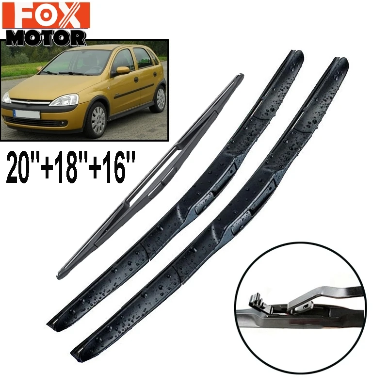 XUKEY Front Rear Windscreen Wiper Blades Set For Opel Corsa C Hatchback 2006 2005 2004 2003 2002 2001 2000 20&quot 18&quot 16&quot |