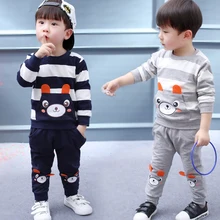 Новые товары на весну и осень, комплекты для маленьких мальчиков и девочек 1-4 лет, детская одежда в полоску, 2 предмета