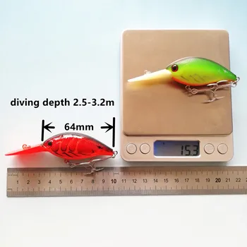 

TSURINOYA Diving Depth 2.5-3.2m Fishing Lure DW21 64mm 15g Crank Fishing Bait Hard Bait With High Quality Hook