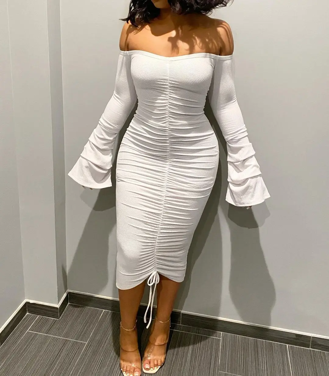Sexy White Off Shoulder Bodycon Dress 