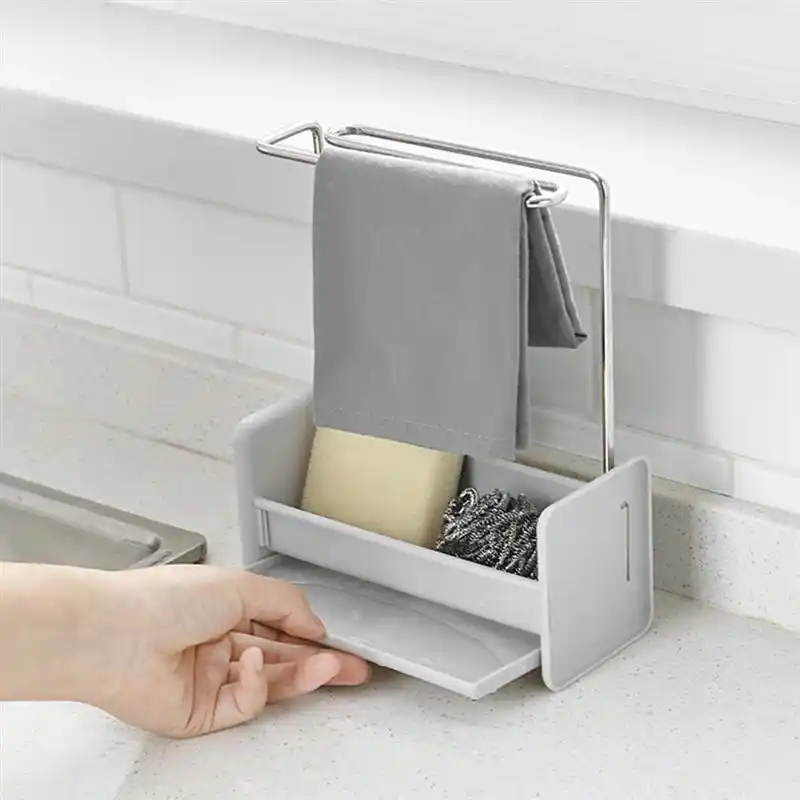 2pcs Kitchen Dish Cloth Cleaning Towel Stand Plastic Countertop