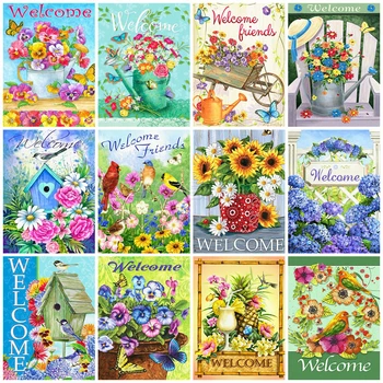

EverShine Diamond Painting Kits Welcome Diamond Embroidery Bird Cross Stitch Bead Picture Kits Rhinestones Art Home Decor