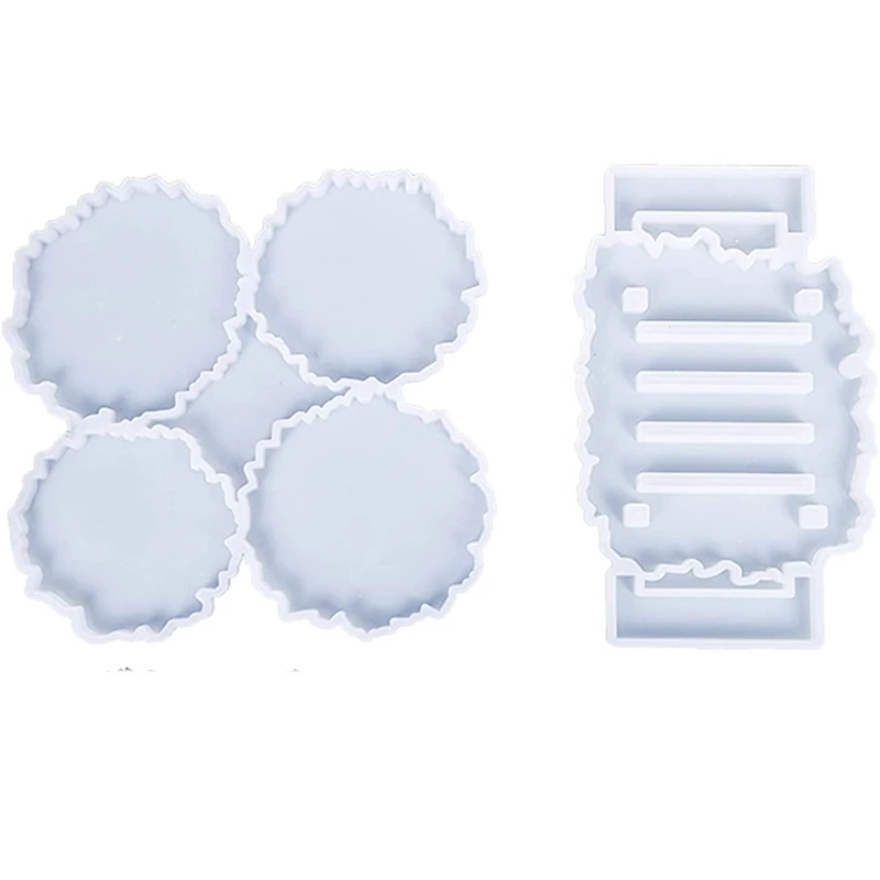 Coaster Resin Mold Kit Stand Storage Molds Silicone DIY for Epoxy Casting Coasters Home | Дом и сад